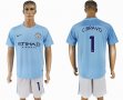 2017-2018 Manchester City #1 C.BRAVO skyblue white soccer jersey home