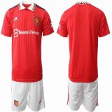 2022-2023 Manchester United club red white soccer jersey home