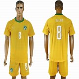 2016-2017 Ivory team KALOU #8 yellow soccer jersey home