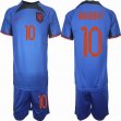2022 World Cup Netherlands team #10 BROBBEY blue soccer jersey away