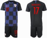 2018 World Cup Croatia team #17 MANDZUKIC black blue soccer jerseys away