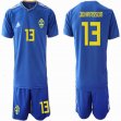 2018 World Cup Sweden #13 JOHANSSON blue soccer jersey away