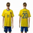 2016 Sweden team TOIVONEN #20 yellow skyblue soccer jersey home