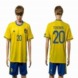 2016 Sweden team TOIVONEN #20 yellow skyblue soccer jersey home