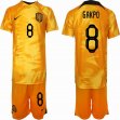 2022 World Cup Netherlands team #8 GAKPO orange soccer jerseys home