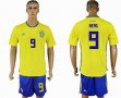 2018 World Cup Sweden team #9 BERG yellow soccer jersey home