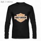 Personalized Custom black long sleeves mens Dadi t-shirts with HARLEY-DAVIDSON logo