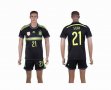 2014 World Cup Spain team SILVA 21 black soccer jersey away