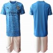 2020-2021 Manchester City club skyblue white soccer jersey home