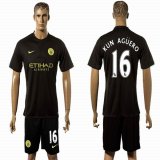 2016-2017 Manchester City club KUN AGUERO #16 black soccer jersey away