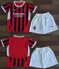 2024-2025 AC Milan club red white kid soccer jerseys-QQ