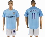 2017-2018 Manchester City #11 KOLAROV skyblue white soccer jersey home