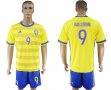 2017-2018 Sweden team KALLSTROM #9 yellow blue soccer jersey home