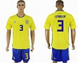 2018 World Cup Sweden team #3 LINDELOF yellow soccer jersey home
