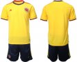 2022 World Cup Colombia team yellow black soccer jersey home
