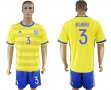 2017-2018 Sweden team #3 HELANDER yellow blue soccer jersey home