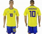 2018 World Cup Sweden team #10 IBRAHIMOUIC yellow soccer jersey home