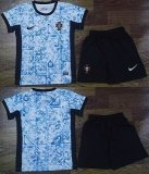 2024-2025 Portugal team skyblue black kid soccer jerseys away