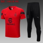 2023-2024 AC Milan Club red black Soccer uniforms with Long Trousers -C959.