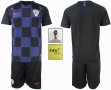 FIFA World Cup and Russia 2018 patch Croatia team black blue soccer jerseys away