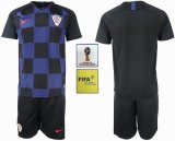 FIFA World Cup and Russia 2018 patch Croatia team black blue soccer jerseys away