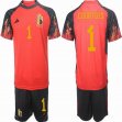 2022 World cup Belgium #1 COURTOIS red soccer uniforms home
