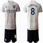 2020-2021 Manchester City club #8 GUNDOGAN beige black soccer jersey away