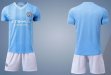2023-2024 Manchester City club skyblue white soccer jersey home