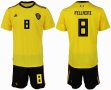 2018 World cup Belgium #8 FELLAINI yellow soccer jersey away