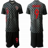 2020 European Cup Croatia Team #9 KRAMARIC black soccer jersey away