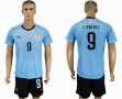 2018 World Cup Uruguay team #9 L.SUAREZ skyblue soccer jersey home