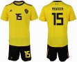 2018 World cup Belgium #15 MEUNIER yellow soccer jersey away
