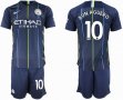 2018-2019 Manchester City club #10 KUN AGUERO blue soccer jersey away