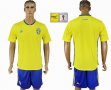 Sweden team yellow soccer jersey home FIFA World Cup and Russia 2018 patch