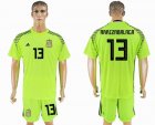 2018 World Cup Spain #13 Arrizabalagr Fluorescent green goalkeeper soccer jersey