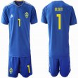 2018 World Cup Sweden #1 OLSEN blue soccer jersey away