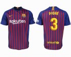 2018-2019 Barcelona thailand version #3 PIQUE red blue soccer jersey home