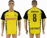 2017-2018 Dortmund Thailand version #8 GUNDOGAN yellow soccer jersey