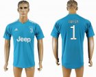 2017-2018 Juventus thailand version #1 BUFFON light blue goalkeeper soccer jersey