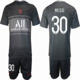 2021-2022 Paris Saint-Germain club #30 MESSI black soccer jersey second away