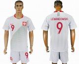 2018 world cup Poland Team LEWANDOWSKI #9 white soccer jersey home