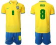 2022 World Cup Brazil team #8 FRED yellow blue soccer jersey home