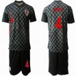 2020 European Cup Croatia Team # 4PERISIC black soccer jersey away