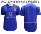 2002-2004 Manchester United thailand version throwback blue soccer jersey away