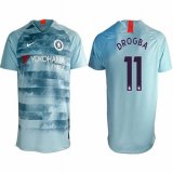 2018-2019 Chelsea #11 DROGBA thailand version skyblue soccer jersey away