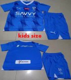 2023-2024 Al-Hilal Saudi Football Club blue kid soccer jersey home