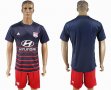 2017-2018 Olympique Lyonnais club blue red soccer jersey away