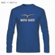 Personalized Custom blue long sleeves mens Dadi t-shirts with MOTO GUZZI logo