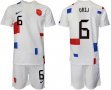 2022 World Cup Netherlands team #6 URIJ white soccer jersey away