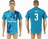 2017-2018 Real Madrid #3 PEPE Thailand version blue soccer jersey away